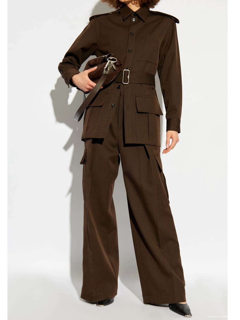 Cheap wool Women cargo Burberry trousers pleat-detail 0417